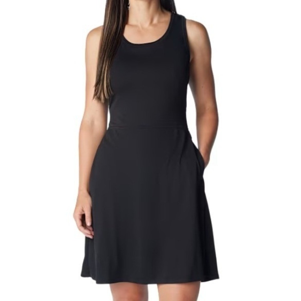 Columbia PFG Freezer III Dress Black Sleeveless Crisscross Back Activewear M